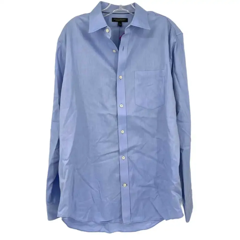 Banana Republic Blue Cotton Long Sleeve Button-Up Shirt | Size L